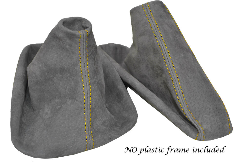 YELLOW STITCH MID GREY SUEDE MANUAL GAITERS FITS BMW 1 SERIES E81 E82 E87 04-12