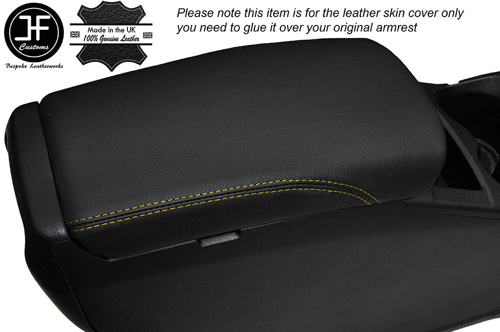 YELLOW STITCH ARMREST LID LEATHER COVER FITS NISSAN QASHQAI J11 2013-2016