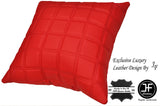 1X EXCLUSIVE LUXURY GENUINE LEATHER CUSHION RED QUILTED SQUARES PADDED 18"x18"