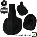 BLACK STITCH SUEDE GEAR GAITER + PLASTIC FRAME FOR TOYOTA YARIS 2006-2011