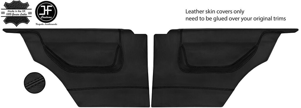 BLACK STITCH 2X REAR FULL DOOR CARD LEATHER COVERS FOR VW POLO MK2 F 2 DOOR