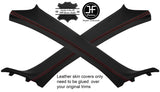 RED STITCH 2X A POST PILLAR REAL LEATHER COVERS FITS BMW X1 E84 2009-2015