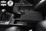 PURPLE STITCH REAL SUEDE GEAR HANDBRAKE & ARMREST COVER FITS BMW E46 1999-2005