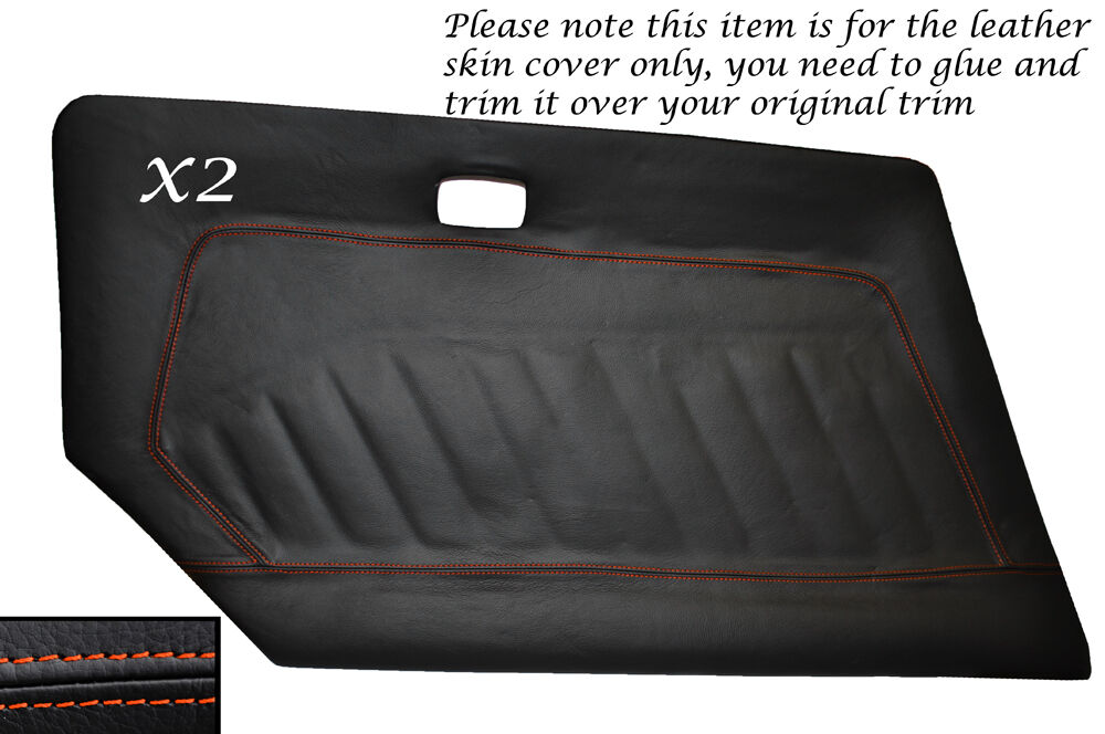 ORANGE STITCH 2X DOOR CARD LEATHER SKIN COVER FITS DATSUN 240Z 260Z 280Z