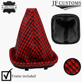 FITS VW GOLF MK5 V 03-09 RED STITCH UV PRINTED LEATHER GEAR GAITER + FRAME