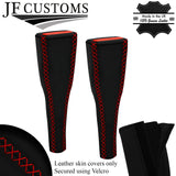 RED LUX-STITCH LEATHER 2X LONG SEAT BELT COVERS FITS LAND ROVER DEFENDER 83-06