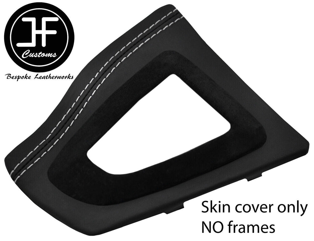 WHITE STITCH AUTO GEAR SURROUND NAPPA & SUEDE TRIM COVERS FOR BMW F30 F31 11-19