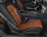 BROWN REAL LEATHER 2X SEAT BELT STALK LONG COVERS FITS JAGUAR F TYPE 2012-2020