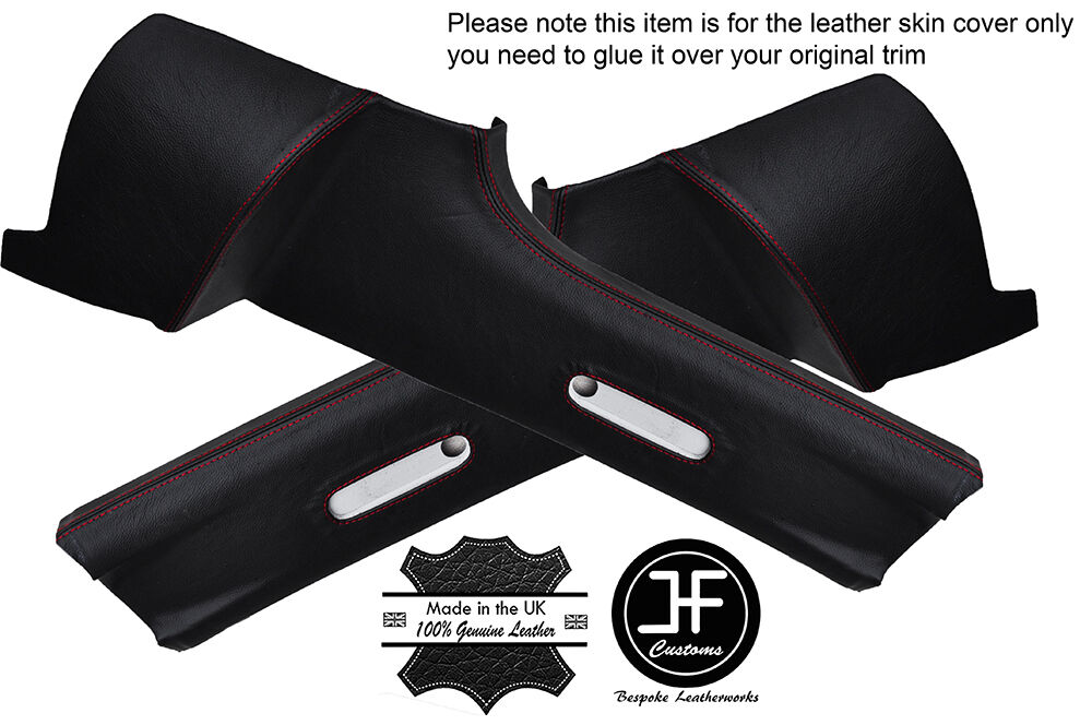 RED STITCH 2X B POST PILLAR LEATHER COVERS FITS VW VOLKSWAGEN CADDY MK3 05-15