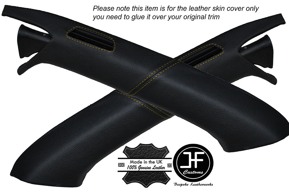 YELLOW STITCHING 2X A POST PILLARS LEATHER COVERS FITS HONDA S2000 1999-2009