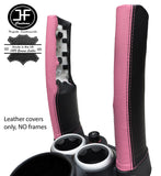BLACK & PINK LEATHER 2X DOWN TUBES COVERS FITS BMW MINI COOPER S R50 R53 01-06