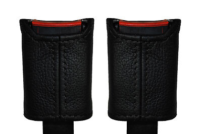 BLACK STITCH FITS VW T4 TRANSPORTER CARAVELLE CAMPER 2X FRONT SEAT BELT COVERS