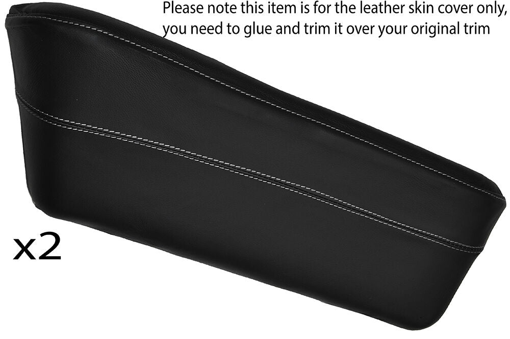 WHITE STITCH 2X REAR DOOR POCKET ARMREST SKIN COVER FITS JAGUAR XJ6/12 SERIES 1