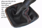 red stitch FITS VW POLO MK8 2010+ GEAR GAITER REAL LEATHER CUSTOM NEW MADE IN UK