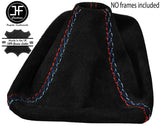 RED STITCHING SUEDE GEAR GAITER FITS BMW 5 SERIES E39 95-03 TRI CROSS STITCH