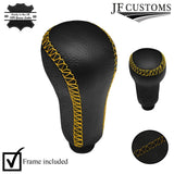 FITS LOTUS ELAN M100 S2 TURBO YELLOW STITCH LEATHER COVERED GEAR KNOB + FRAME