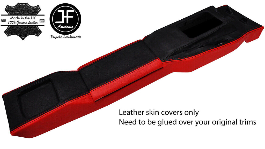 BLACK & RED LEATHER CONSOLE&ARMREST COVERS FOR TOYOTA MR2 MK1 84-90 STYLE 2
