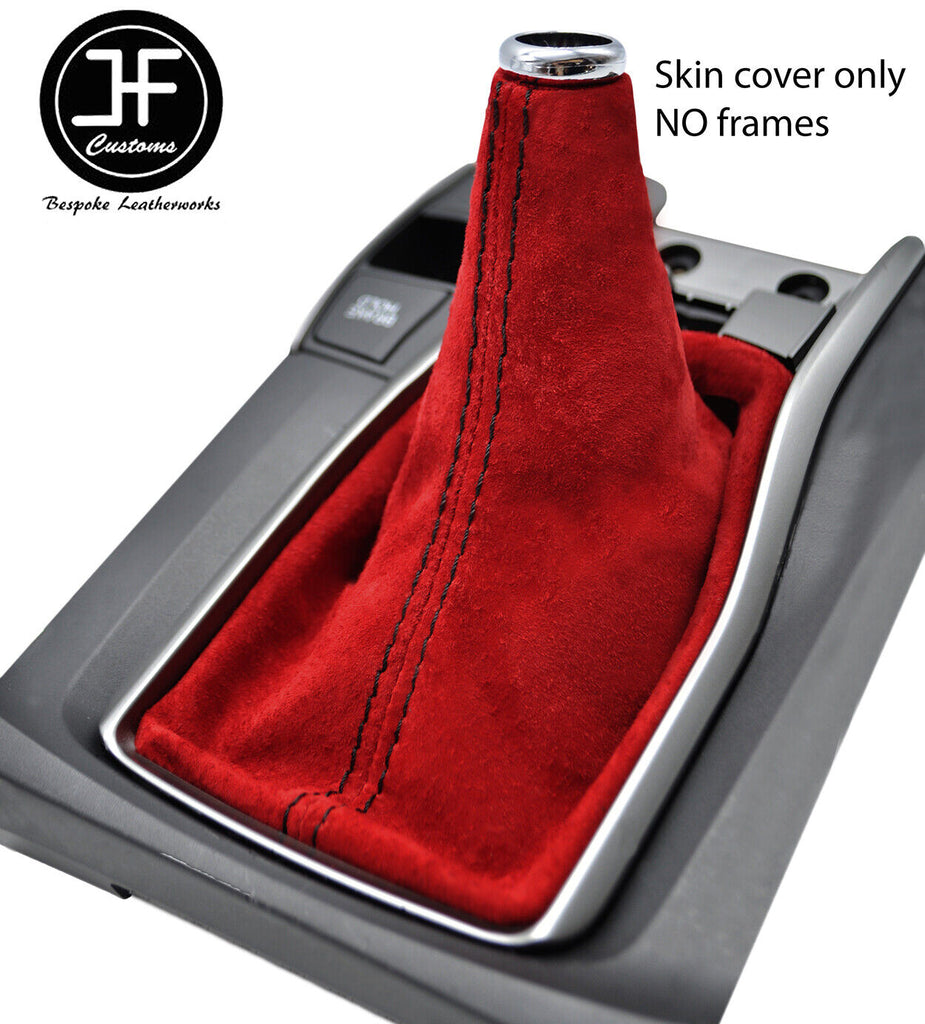 RED SUEDE & BLACK STITCH MANUAL GEAR GAITER FITS HONDA CIVIC X MK10 17-19