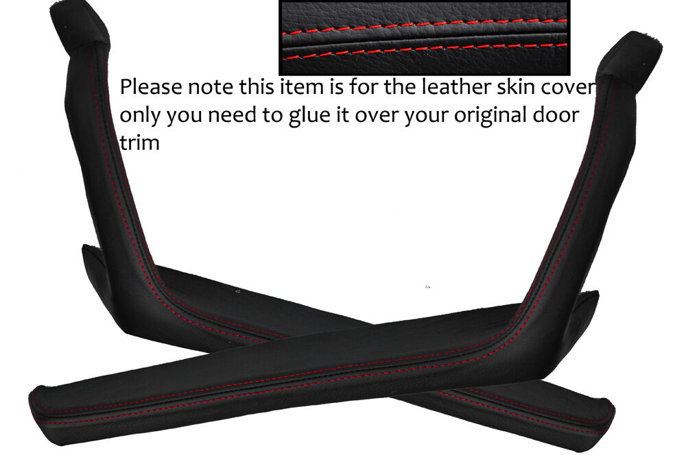 RED STITCH 2X DOOR HANDLE ARMREST TRIM SKIN COVER FITS PORSCHE 914 1969-1976