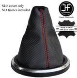 RED STITCH CARBON FIBER VINYL GEAR GAITER FITS FORD FIESTA MK6 FUSION 02-08