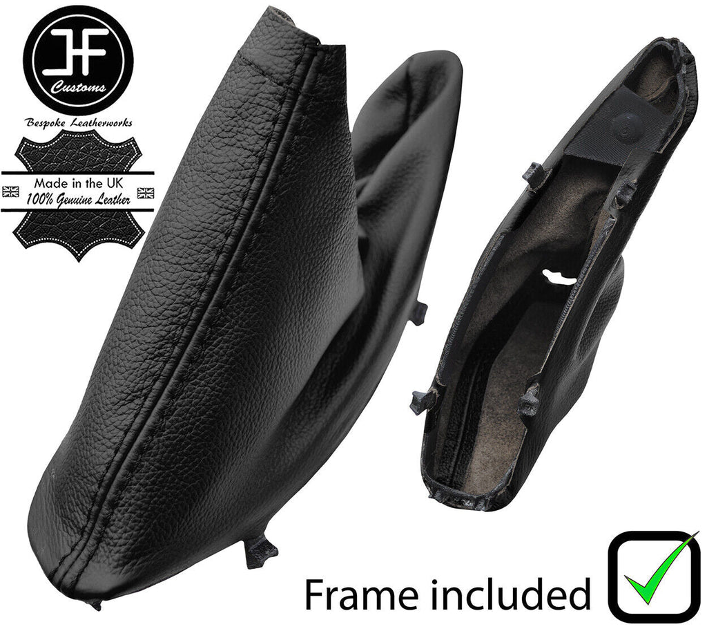 BLACK REAL LEATHER HANDBRAKE GAITER+PLASTIC FRAME FOR BMW 3 F30 F31 12-16