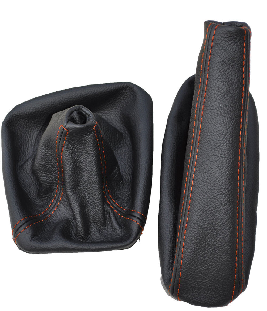 FITS BMW E46 1998-2005 GEAR HANDBRAKE GAITER ORANGE DOUBLE STITCH LEATHER