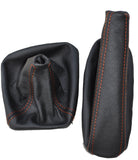 FITS BMW E46 1998-2005 GEAR HANDBRAKE GAITER ORANGE DOUBLE STITCH LEATHER