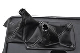white stitch FITS LAND CRUISER 80 BLACK LEATHER MANUAL GEAR GAITER CUSTOM NEW