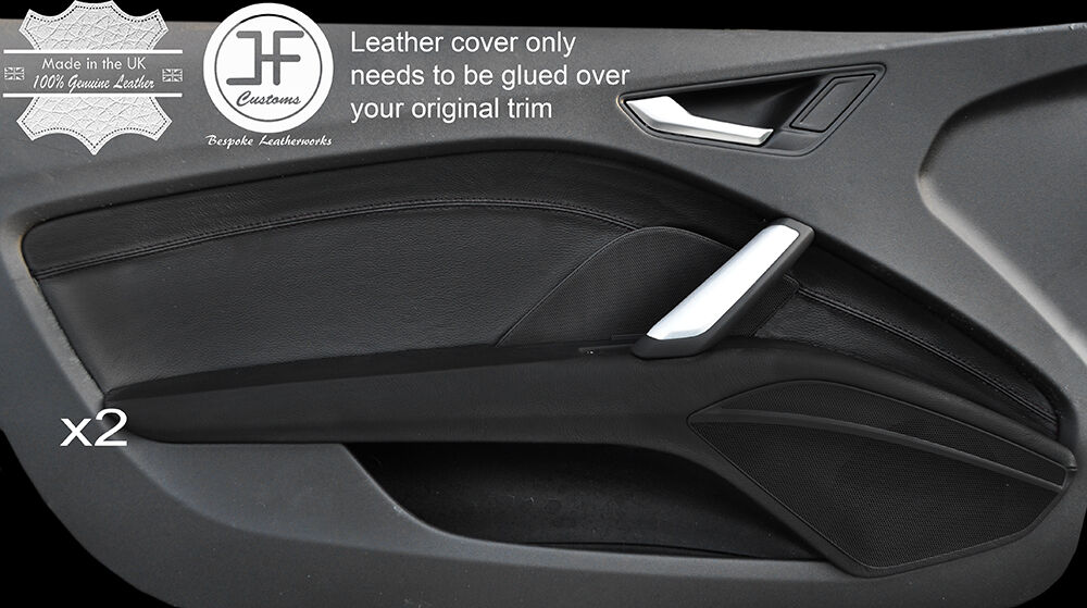 BLACK STITCHING 2X FRONT DOOR CARD TRIM LEATHER COVERS FITS AUDI TT 8S 2015-2017
