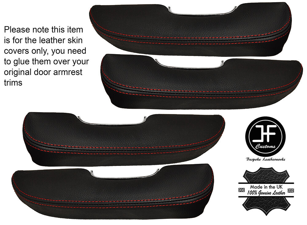 RED STICH 4X FRONT & REAR DOOR ARMREST LEATHER COVER FITS WOLSELEY SIX SALOON