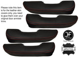 RED STICH 4X FRONT & REAR DOOR ARMREST LEATHER COVER FITS WOLSELEY SIX SALOON