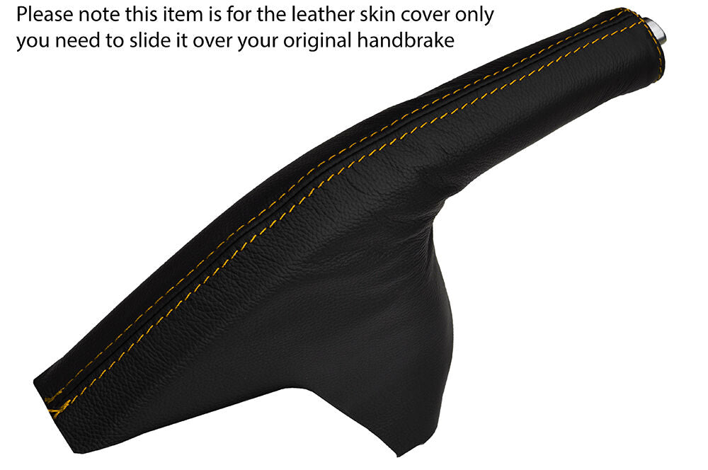 YELLOW STITCHING LEATHER SKIN HANDBRAKE GAITER FITS FORD FIESTA MK9 2013-2016