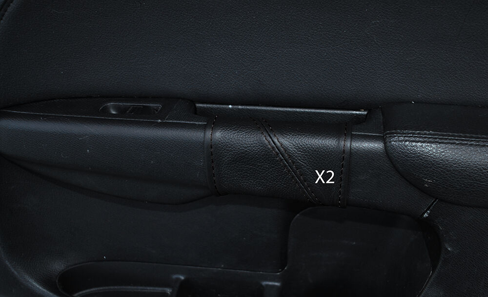 BLACK STITCH 2X REAR DOOR HANDLE LEATHER SKIN COVERS FITS HONDA CIVIC 2001-2005