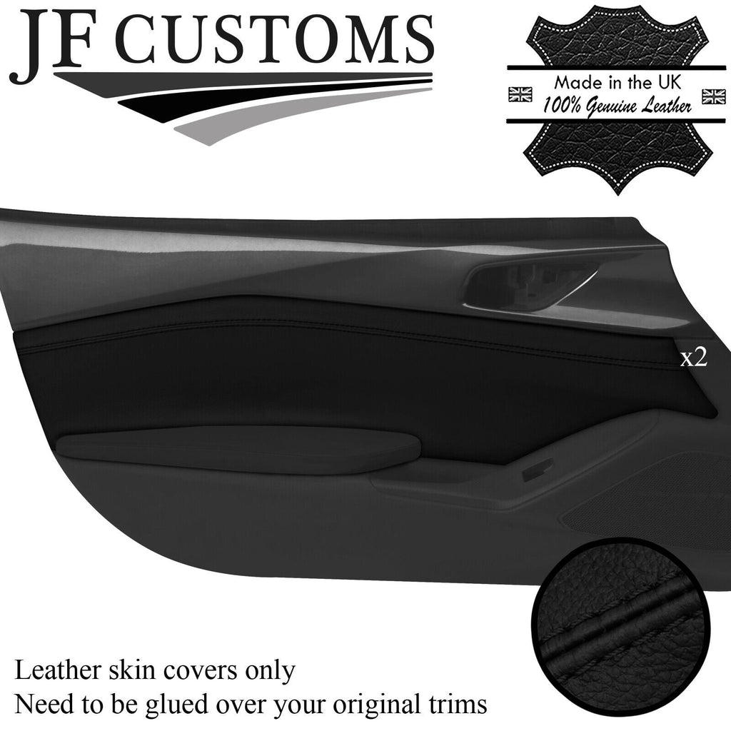 BLACK STITCH LEATHER 2X DOOR CARD TRIM INSERT COVERS FOR MAZDA MX5 MK4 ND 15-20