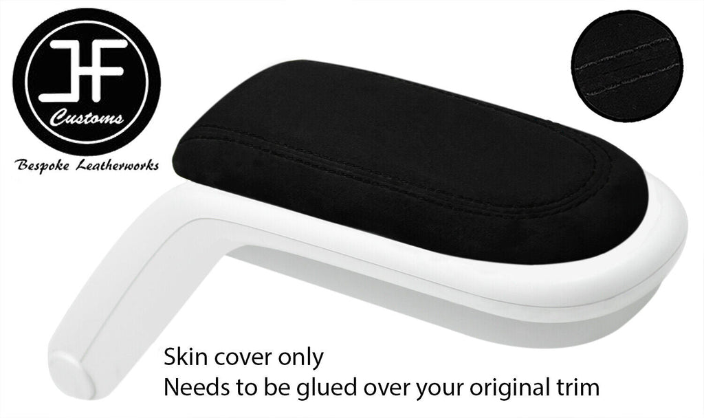 BLACK STITCH LUXE SUEDE ARMREST LID COVER FOR BMW MINI R55 R56 R57 2007-2014