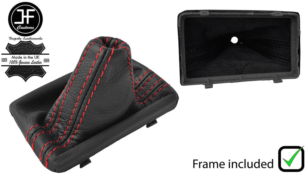 RED STITCH LEATHER AUTOMATIC GEAR GAITER WITH PLASTIC FRAME FOR AUDI A3 13-17