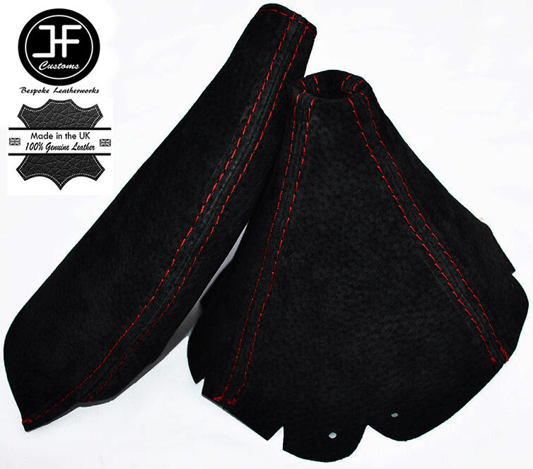 RED STITCHING GEAR HANDBRAKE BLACK SUEDE SET FITS MAZDA MX5 MK2 1998-2000 NB