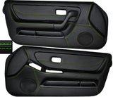 GREEN STITCH 2X FRONT FULL DOOR CARD SKIN COVERS FITS NISSAN SKYLINE R33 93-98