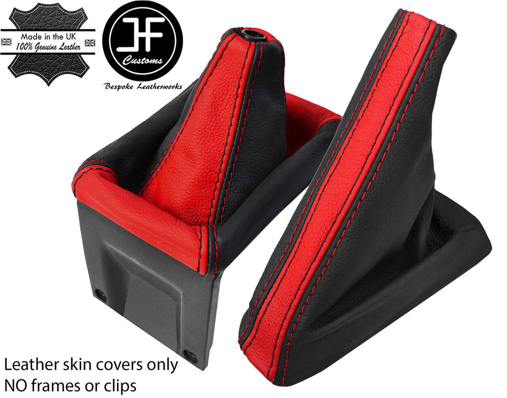 BLACK RED TOP GRAIN LEATHER GAITER SET FOR AUDI COUPE GT B2 QUATTRO UR 85-87