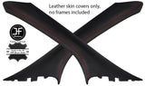 RED STITCH 2X A PILLAR REAL LEATHER COVERS FITS DODGE CALIBER 2006-2011