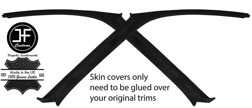BLACK STITCH 2X A PILLAR REAL SUEDE COVERS FITS HONDA CRX 1988-1992 CUSTOM NEW
