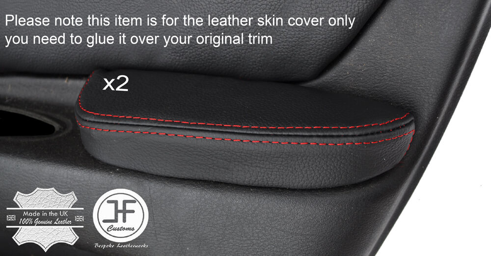 RED STITCH 2X FRONT DOOR ARMREST LEATHER COVERS FITS ALFA ROMEO 166 98-07