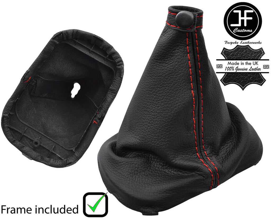 RED  STITCH LEATHER MANUAL GEAR GAITER+PLASTIC FRAME FOR KIA RIO 2005-2010