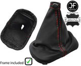 RED  STITCH LEATHER MANUAL GEAR GAITER+PLASTIC FRAME FOR KIA RIO 2005-2010