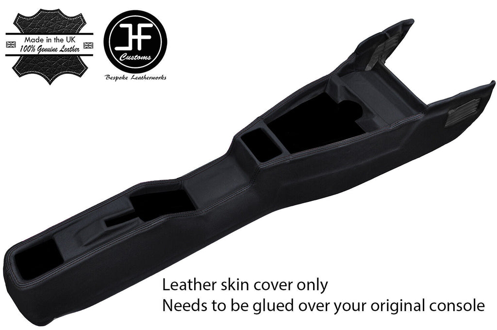 BLACK STITCHING CENTRE CONSOLE REAL LEATHER COVER FOR FIAT 124 SPIDER 1983-1985