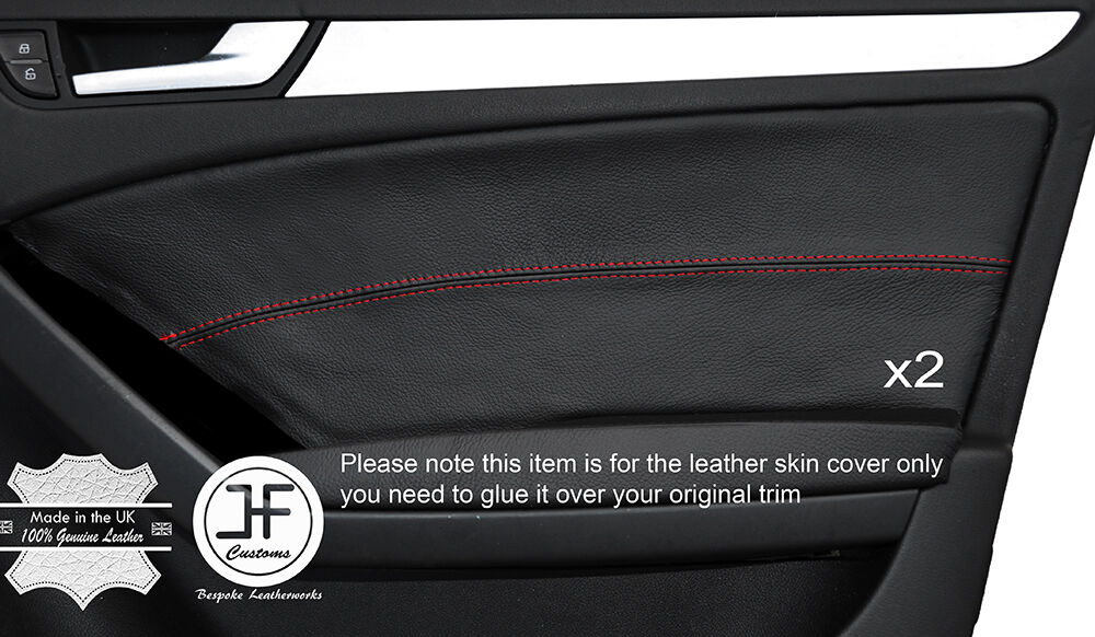 RED STICH 2X FRONT DOOR CARD TRIM LEATHER COVER FITS AUDI A5 SPORTBACK 4 DOOR