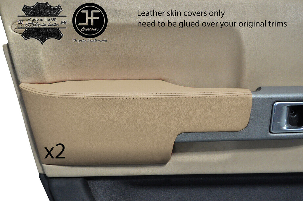 PARCHMENT REAL LEATHER 2X FRONT DOOR ARMREST COVER FOR RANGE ROVER VOGUE 02-06
