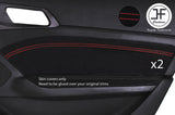 RED STITCH 2X REAR DOOR CARD TRIM SUEDE COVER FOR PEUGEOT 308 14-18 5 DOOR