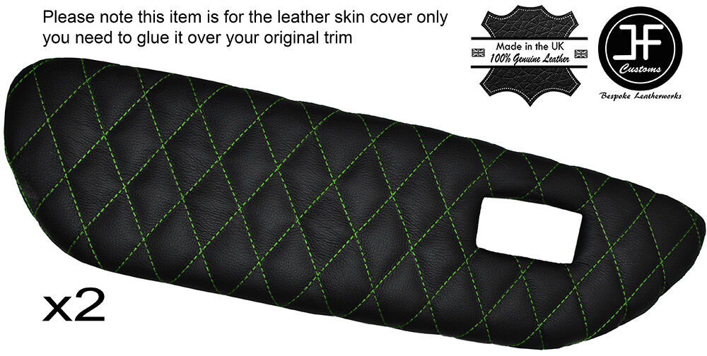 GREEN DIAMOND STICH 2X FRONT DOOR CARD TRIM LEATHER COVER FITS MG MGF MK1 95-99