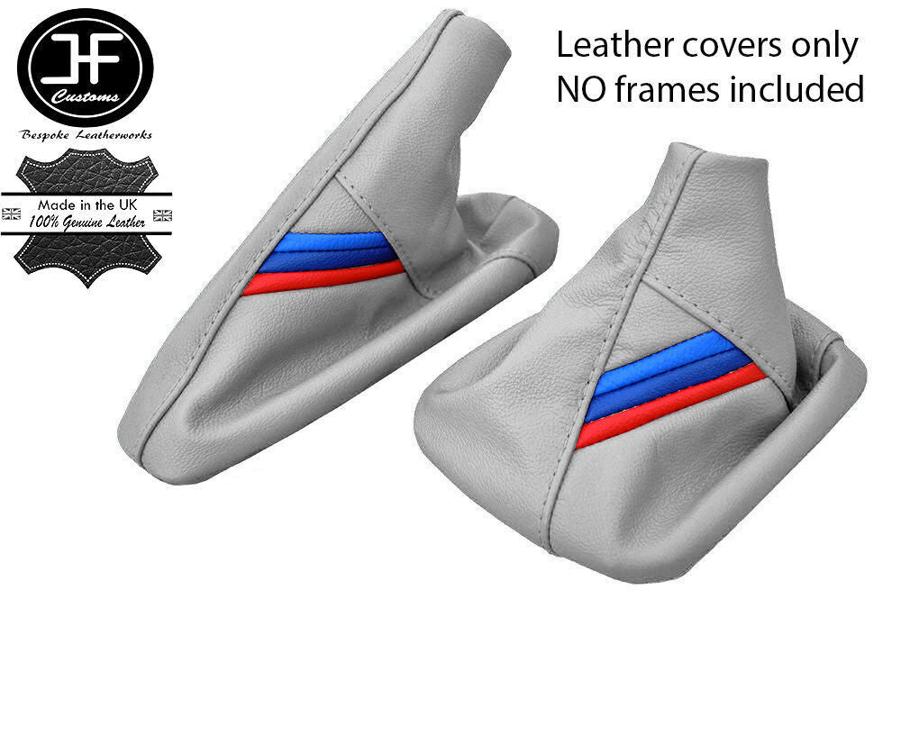 WHITE LEATHER TRI STRIPES GEAR HANDBRAKE FOR BMW 1 SERIES E81 E82 E87 E88